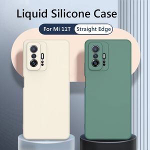 Telefonväskor för Xiaomi MI 11T Pro Case Nytt flytande Silikon Soft Camera Protection Cover för MI 11T MI11T RedMi 10