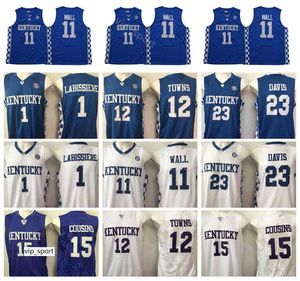 Kentucky Wildcats Davis Jersey 23 College -Basketball DeMarcus Cousins ​​15 Devin Booker 1 -Anthony Towns 12 John Wall 11
