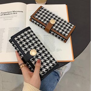 Factory wholesale women wallet elegant atmospheric printing card package sweet lady plaid long wallets fashion folding color matching large leather handbag