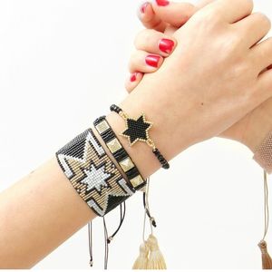 Go2boho miyuki armband för män kvinnor stjärna smycken tillbehör svarta smycken pärlstav armband bangles pulseras femme