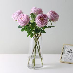 Flores decorativas grinaldas de alta qualidade artificial, como toque real para roses de seda de casamento peony bouquet presente de decoração em casa acessórios o