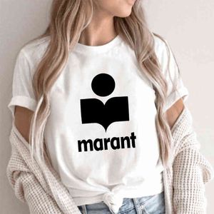 Marant Femme 티셔츠 면화 Tshire 셔츠 O- 넥 여성 인과 관계 Tshirts 패션 느슨한 티 셔츠 G220310