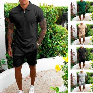 Masculinos Tracksuits 2021 Terno Calções Outfits Summer Coreano Esportes Conjunto de Manga Curta Two-Peça T-Shirt Casual Moda Homens Roupas