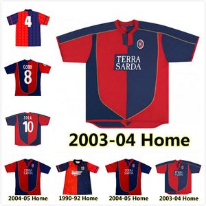 Retro Cagliari Calcio Jerseys de futebol 2003 04 05 Zola # 10 Gobbi 1990 91 92 Nainggolan João Pedro Simeone Godin 100º aniversário camisa de futebol