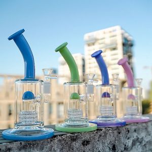 8 polegadas de vidro bongo 14mm fêmea jonit hookahs matrix percs ilhjas dab equipamentos água cúpula perc birdcage percoladores splash guarda bongs com tigela