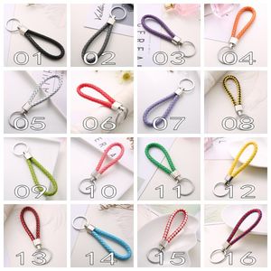 24color Party Favor PU Leather Braided Woven Keychain Rope Rings Fit DIY Circle Pendant Key Chains Holder Car Keyrings Jewelry accessories