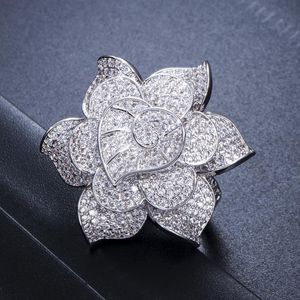 Fedi nuziali DEELAN Fashion Elegant Women Dazzling Flower For Anniversary Bague Rose Gold Zircon Heart Ring Jewelry Girl Gift