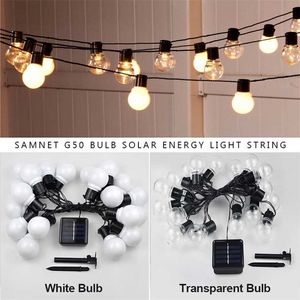 Solar Terrasse String Licht Weihnachten G50 Globe Soffitte EU US Stecker Fee Licht Outdoor Party Garten Girlande Hochzeit Dekorativ 211104