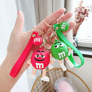 Cartoon Chocolate M Bean Keychain Creative Anime Character Doll Bag Charm Children's Gift Men and Women Car Key Chain Ring