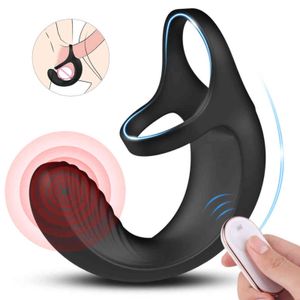 Cockrings Sex Products Silicone Vibrating Customize Double Ring Sleeve Penis Vibrator for Men 1123