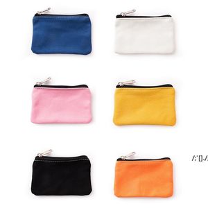 Solid Color Canvas Change Storage Bag Outdoor Portable Zipper Wallet DIY Children Coin Purse Cosmetic Bags RRB13135