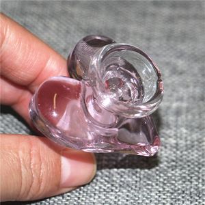 A forma di cuore colore rosa 14mm Ciotole di vetro narghilè Fumatori Slide Bowl Pezzo per impianti petroliferi Bong in vetro pipa ad acqua