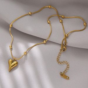 Ketten vergoldete Herz-Anhänger-Halskette für Frauen, eleganter Goldschmuck, Kettenhals, luxuriöses Geburtstagsgeschenk