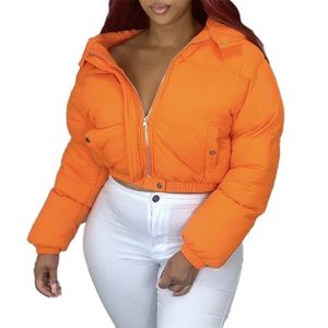 Hooded Puffer Jacket Women Autumn Winter Women's Down Orange Purple Green Parkas Woman Padded Coats Female Clothes 211216