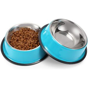 Tigela de cães de aço inoxidável com base de borracha para pequenas / médias / grandes cães Alimentador de animais de estimação e água Perfeita escolha