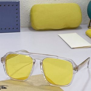 21SS Lato Nowe Okulary przeciwsłoneczne Męskie 01266S Gwiazda samego Stylu Płyta Moda Kwadrat Przezroczysty Rama Żółta Obiektyw Mężczyźni Designer Słońce Okulary Najwyższej Jakości Anti-UV400 z pudełkiem