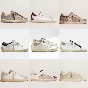 Moda Itália Superstar Sneakers Luxo Mulheres Casual Sapatos Designer Rosa-Ouro Glitter Clássico Branco Do-Old Sapato Sujo