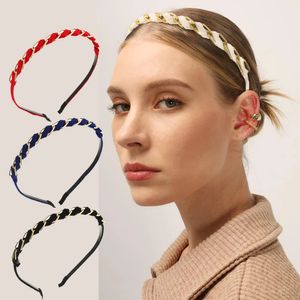 Cerchietto elastico per capelli con catena in metallo imitazione Pelle di daino Velluto Fascia intrecciata a croce Accessori per capelli da donna alla moda autunnale