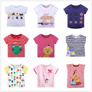 Casual Baby Girls T-tröjor Toddler Girl Jumper Tee Shirt Summer Princess Girl's Blouse Cartoon Animal T-shirt Kids Tops Bomull 210413