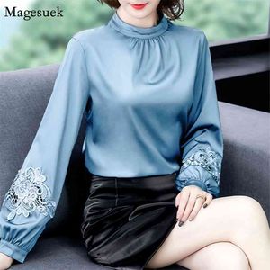 Fashion Elegant Silk Blouse Women Embroidery Office Lady Long Sleeve Top Plus Size Vintage Shirt Blusas Mujer 8501 50 210512
