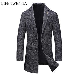 Höstens mode Märke Jacket Mens Wool Coat Singel Breasted Business Coats Mens Kläder Trend Mid-Long Trench Coat Män 211122