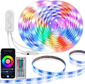 2021 LED Tira Luz RGB 5050 Flexible LED Tira de Luz 10m 15M 20m 12 V LED Tape + Adaptador de Alimentação + Controlador de Música Bluetooth