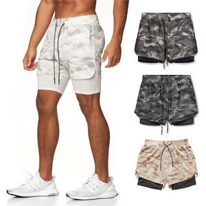 2021 15Color Camo Running Spodenki Mężczyźni 2 w 1 Dwuosobowy Doktor Szybka Sucha Siłownia Fitness Jogging Workout Krótkie spodnie M-5XL DK001