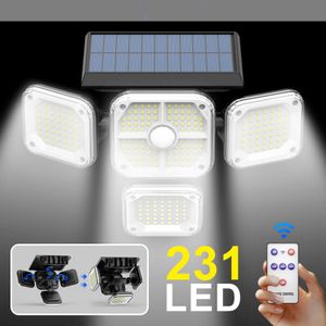 168/181/186/228/231 Lampade solari per esterni a LED Sensore di movimento Illuminazione grandangolare Lampada da parete solare impermeabile con telecomando