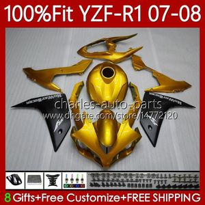 Kit de feiras OEM para Yamaha 100% Fit YZF-R1 YZF1000 YZF R1 2007-2008 Golden Golden 91No.162 YZF-1000 YZF R 1 1000 CC YZFR1 07 08 1000CC 2007 2008 Modelo de Injeção