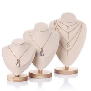 Jewelry Pouches, Bags Model Bust Show Exhibitor Velvet Display Necklace Pendants Mannequin Stand Organizer 3 Colors