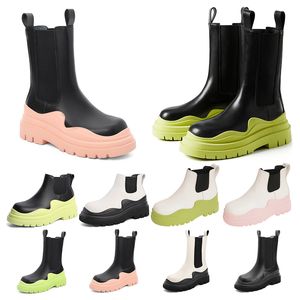 Üst Chelsea Çizmeler Bayan Şeker Pembe Siyah Antep Fıkır Sarı Moda Platformu Martin Ayak Bileği Boot Yuvarlak Toes Açık Artış 2021