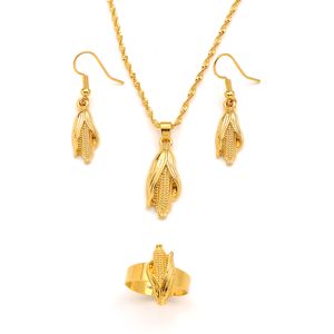 Новая мода ретро кукурузное кулон ожерелье серьги из золота заполненные шарм ювелирные изделия тонко работают, яркие в Италии