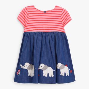 Dziewczyna Dresses Odzież dziecięca 2021 Lato Cute Girls Toddlers Cartoon Bawełna Kid Soft Luźny przycisk Powrót Od 2 do 7 lat Dress