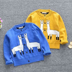 Vår Höst Baby Boys Flickor Alpaca Pattern Cardigan Coat Barnkläder Boy Girl Långärmad Stickade Kids 210429