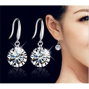 Authentic Fine S925 Sterling silver Charm Earrings Female Crystal from Swarovski Woman jewelry Twins micro set