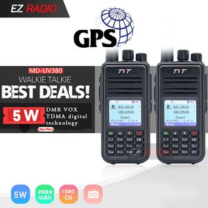 Sıcak TYT MD-UV380 Walkie Talkie GPS Çift Bant UHF VHF Tier1 / 2 Dijital 5 W MD380 MD-390 DM-5R DM-8HX Baofeng DMR MD-380