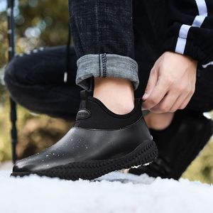 Sapatos à prova d'água dos homens exteriores altos e impermeáveis ​​deslizam em sapatos quentes do algodão de pele para botas de neve não-deslizamento do inverno Botas de chuva dos homens Tamanho 39-48