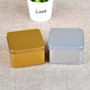 Empty Square Tin Packing Boxes Party Favor Wedding Jewelry Candy Pill Cases Gold Silver