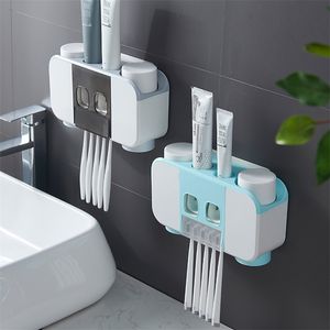 Portaspazzolino a parete Dispenser automatico di dentifricio Spremiagrumi portatile Set di accessori per il bagno di casa 210423