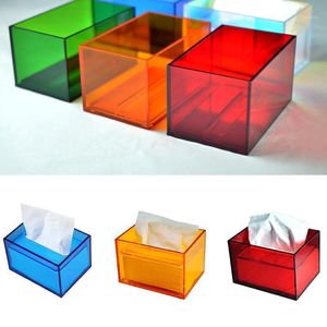 ティッシュボックスナプキンスアクリルの取り外し可能な箱のカラフルな透明な包装家庭用キッチンリビングルームの収納