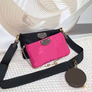 High quality female evening bags fashion embroidery ribbon chain down pocket handbag zero wallet combination bag display party luxury box m58980