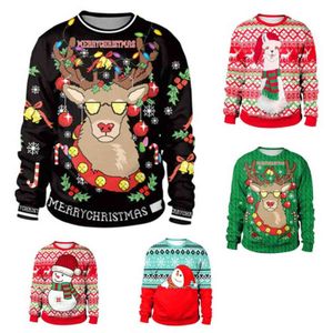 Brzydki Boże Narodzenie Sweter Snowman na prezent Santa Reindeer Sweter Kobiet Męskie Koszulki 3D i Swetry Topy Jesień Zimowa Odzież Y1118