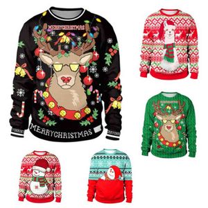 Ugly Christmas Sweater snowman For gift Santa reindeer Pullover Womens Mens 3D Jerseys and Sweaters Tops Autumn Winter Clothing Y1118