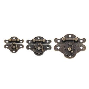 500pcs Antique Bronze Hasp Latch Jewelry Wooden Box Lock Mini Cabinet Buckle Case Locks Decorative Handle 3 Size