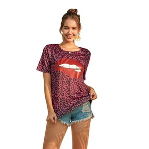 女性用プリントTシャツ夏のファッションスリムプラスサイズの緩いリップ半袖ラウンドネック女性LR1118 210531