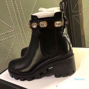 Scarpa da donna con tacco grosso, moda Western Crystal Bee Star Desert Rain Boots Winter Snow Ankle Martin Boots