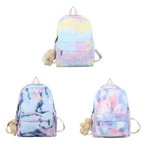 ThinkThendo Women Backpack Tie Dye Mixed Color Nylon School Bookbag DayPack Rucksack Shoulder Bag för Teenager Girls X0529