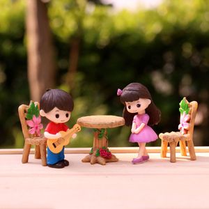 2pcs set Creative Miniature Ornaments Boy Girl Guitar Sweety Lovers Couple Figurines Craft Fairy Resin Dolls Wedding Accessories