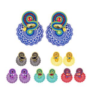 Soutache Drop earrings for women Ethnic style big earring boho decor Jewelry Colorful Lace Gorgeous and beautiful -Fashion