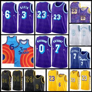 Los Angeles Mens Youth Lakeres Basketball Jersey LeBron 23 6 James S-2XL Russell 0 Westbrook Anthony 3 Davis Carmelo 7 Anthony Beige